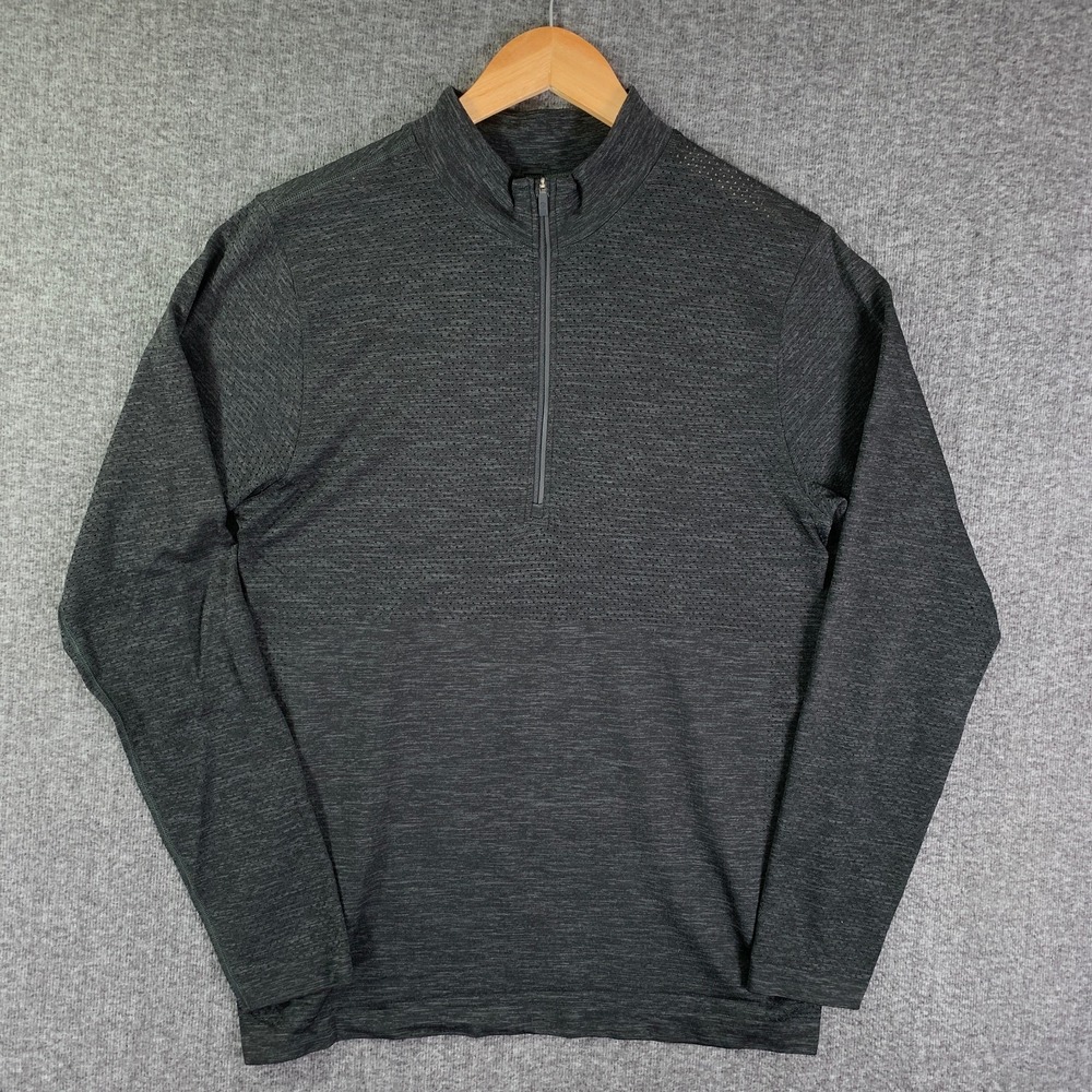 Lululemon Half Zip Men Medium Gray Metal Vent Pullover Performance Stretch